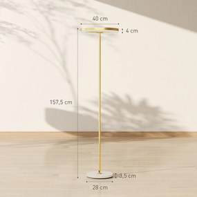 HOMCOM Lampa podłogowa z przełącznikiem nożnym, konstrukcja metalowa, abażur z akrylu, 4000K, przyciemniana, kolor złoty