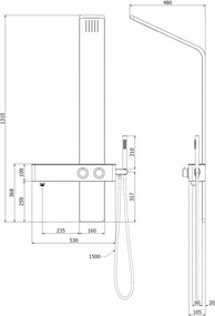 Mexen Sund panel prysznicowy, czarny - 7620-02-70