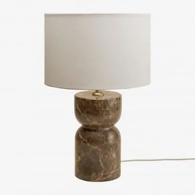 Lampa Stołowa Diniz Brązowy Marmur & ↑25 Cm & Arlina Biała Ø30 Cm - ↑20 Cm - Sklum