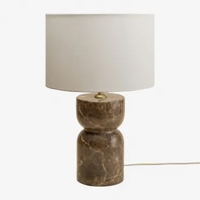 Lampa Stołowa Diniz Brązowy Marmur Emperador & ↑25 Cm & Arlina Biała Ø30 Cm - ↑20 Cm - Sklum