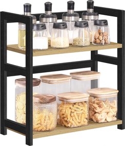 Półka na stół NORDEKO 41x41 cm, czarna / dąb artisan