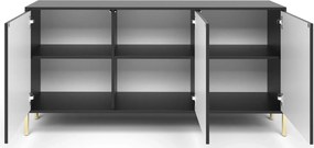 Czarna trzydrzwiowa komoda na złotych nóżkach R5-Z79