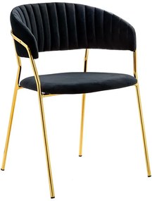 Czarne tapicerowane krzesło pikowane w stylu glamour W7-A25