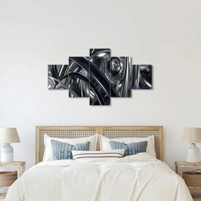 Obraz szarej abstrakcji z niebieskim (125x70 cm)