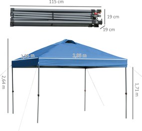 Outsunny Pawilon ogrodowy, składany pawilon, namiot festynowy, namiot ogrodowy w zestawie z kołkami i linami, tkanina Oxford, 2,95 x 2,95 x 2,64 m, Niebieski