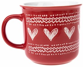 Świąteczny kubek ceramiczny Christmas heart II czerwony, 450 ml