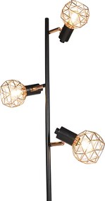 Lampa stojąca czarna z miedzią 3-światłowa - Mesh