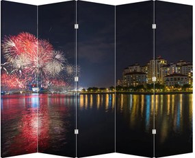 Parawan - Fajerwerki w Singapurze (210x170 cm)