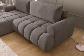 Narożnik Lutario Mini z funkcją spania lewostronny - szarobrązowa plecionka hydrofobowa Venice 2022