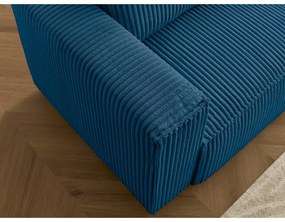 Niebieska sztruksowa rozkładana/ze schowkiem sofa 244 cm Chelsea – Bobochic Paris