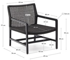 Czarny drewniany fotel ogrodowy Sabolla – Kave Home