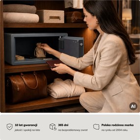Sejf hotelowy elektroniczny z zamkiem na kod, na laptopa 15″ i dokumenty, 200 x420x370 mm: ALFRED