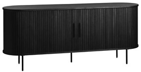 Czarna niska komoda w dekorze dębu z drzwiami przesuwnymi 76x180 cm Nola – Unique Furniture