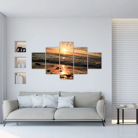 Obraz - Zachód słońca nad oceanem (125x70 cm)
