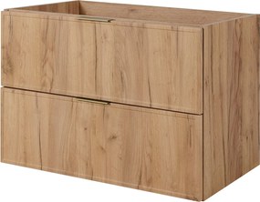 Szafka łazienkowa, dąb craft / biały, uchwyt złoty, 160 ( 2 x 80) x 46 x 57 cm