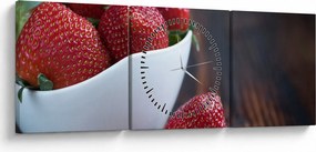 Obraz truskawek (z zegarem) (90x30 cm)