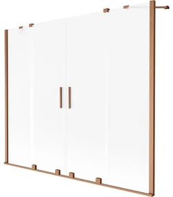 Mexen Velar Duo parawan nawannowy 2-skrzydłowy rozsuwany 180 x 150 cm, szron, miedź szczotkowana - 896-180-000-32-65
