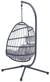 Fotel wiszący Autronic, metal, polirattan, szary,AZ-V 1269GREY