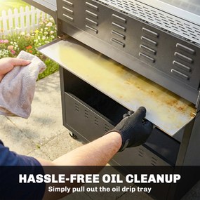 Outsunny Grill gazowy 18,6 kW 6+1 palników BBQ wózek grillowy ze stali nierdzewnej z kółkami, termometrem, półką podgrzewającą, bocznymi stolikami i szafką | Aosom PL