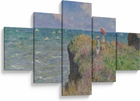Obraz - Claude Monet, Cliff Walk at Pourville, reprodukcje (125x70 cm)