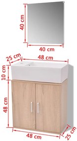 Beżowy 3-elementowy zestaw do łazienki z umywalką - Nyos 6X