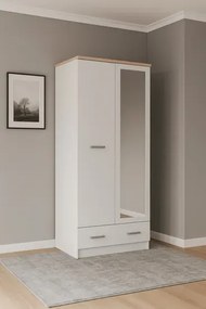 Biała szafa dwudrzwiowa z lustrem L2-L12