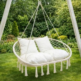 Dwuosobowa huśtawka ogrodowa - bocianie gniazdo Nestio 2502, kolor beżowy