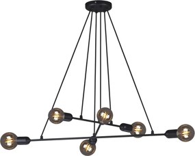 Czarna lampa wisząca 6-punktowa loftowa - 4X A728 G1-S10