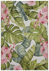 Dywan zewnętrzny Flair Liście zielono-różowe 80 cm x 165 cm