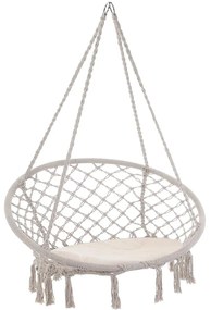 Jurhan Wiszące krzesło BOHO z poduszkami, Ø61cm, beżowa