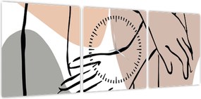 Obraz - Kobieta linia sztuki ciała N⁰2 (z zegarem) (90x30 cm)