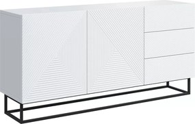 Komoda Asha 167 cm dwudrzwiowa z szufladami - biały mat / czarny stelaż