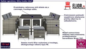 11-cz. szary zestaw rattanowy do ogrodu – Mikra 4X