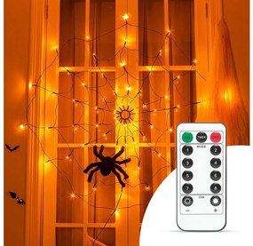 LED Łańcuch dekoracyjny HALLOWEEN LED/5V/8 funkcji pajęczyna + pilot