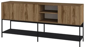 Czarno-naturalna komoda w dekorze dębu 180x80x40 cm Amira – Marckeric