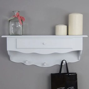 Drewniana garderoba/ półka, seria Meridian, szuflada, biały mat.