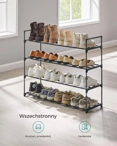 Regał na buty TORINO, 4 półki, 30x92x74cm, czarny SongmicsHome