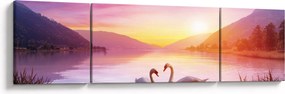 Obraz zakochanych łabędzi (170x50 cm)