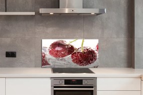 Panel szklany do Kuchni Czereśnie w Kroplach Wody