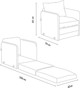 Fotel rozkładany 1-osobowy – 68 cm x 70 cm x 66 cm – kremowy – metal i poliester