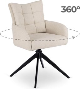 Krzesło Tapicerowane Obrotowe do Salonu JULY Kremowe Nowoczesne