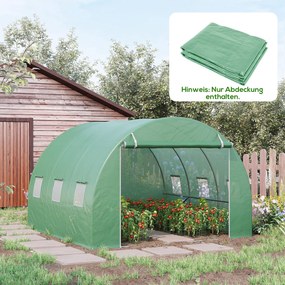 Outsunny Zamienne folie do szklarni 3x3x2 m, trwałe, odporne na rozdarcia, 6 okien, drzwi, Zielony