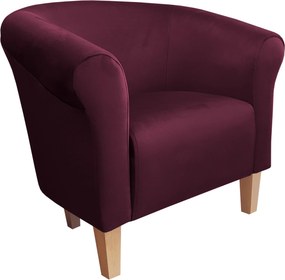 Fotel Milo tkanina Welur wygodny fotel tapicerowany do salonu i sypialni : Kolor nogi - Drewno, Kolor tkaniny - VELVET - MG02, Wysokość nogi - 15 cm