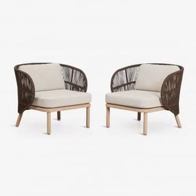 Zestaw 2 Foteli Z Drewna Akacjowego I Plecionej Liny Capri Chocolate - Sklum