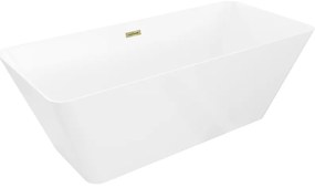 Mexen Velo Slim wanna wolnostojąca 170 x 75 cm, biała, przelew złoty - 52811707500-50