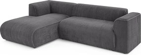 Ciemnoszary sztruksowy narożnik (lewostronny/z szezlongiem) Merid – Ropez