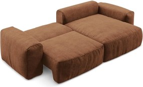 Rozkładany narożnik z tkaniny szenilowej (prawostronny/z szezlongiem) w kolorze terakoty Kuki – Makamii