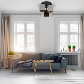 Lampa sufitowa czarna trzypunktowa z szaro-czarnymi abażurami C-3030SC