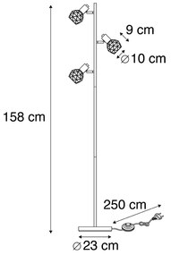 Lampa podłogowa czarna-miedź 3-źródła światła - Mesh Nowoczesny Oswietlenie wewnetrzne