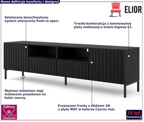 Lamelowa szafka na telewizor czarny mat + czarne nóżki Nakari 3X